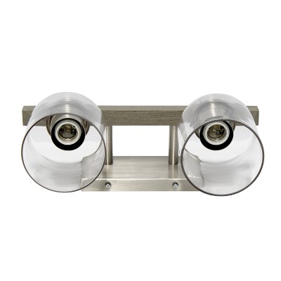 Gray and Nickel Rustic 2-Light Vanity Fixture with Clear Glass Shades