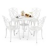 Costway 5 PCS Patio Cast Aluminum Bistro Set Dining Table & Chair with Umbrella Hole - 2 of 4