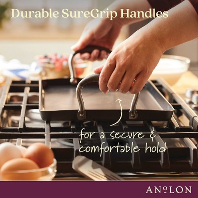 Advanced Home 10"x18" Moonstone Hard-Anodized Double Burner Griddle