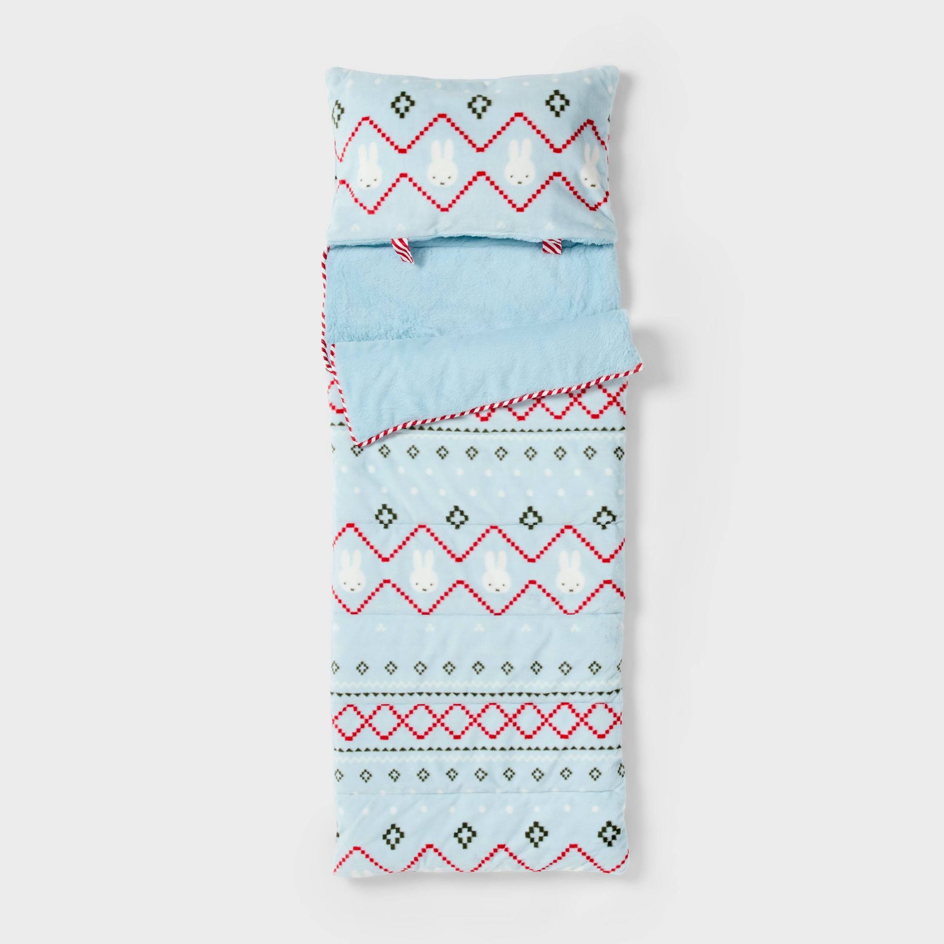 Kids' Fairisle Faux Fur Sleeping Bag with Pillow Blue - Miffy by Pillowfort™