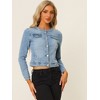 INSPIRE CHIC Women's Button Down Collarless Long Sleeve Jean Jackets - 3 of 4