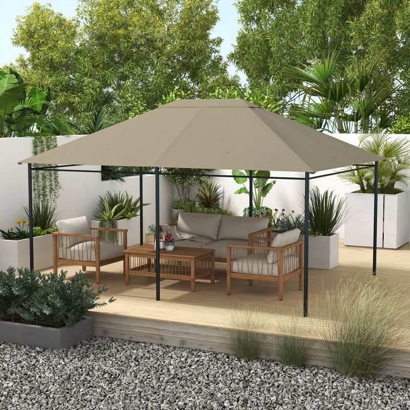 Outsunny 10' x 13' Gazebo Canopy Replacement, Patio Gazebo Roof with Top Vents, 3 of 7