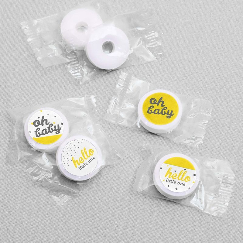 Big Dot of Happiness Hello Little One - Yellow - Neutral Baby Shower Party Round Candy Sticker Favors - Labels Fits Chocolate Candy (1 sheet of 108), 3 of 6