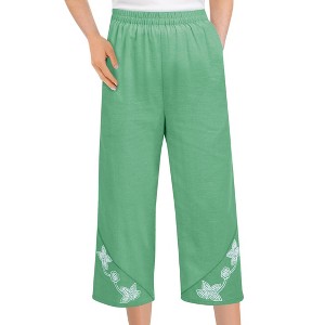 Collections Etc Eyelet Trimmed Easy-to-Wear Elasticized Waist Capris - 1 of 4