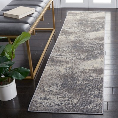 Elegant Madison Beige/Grey Synthetic Runner Rug - 2' x 8'