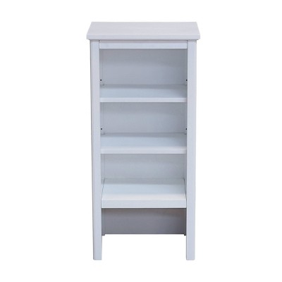 Adjustable White Wood Storage Tower with Doors