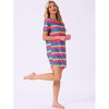 cheibear Women's Curved Hem Round Neck Short Sleeve T-shirt Dress Sleepshirt - 3 of 4