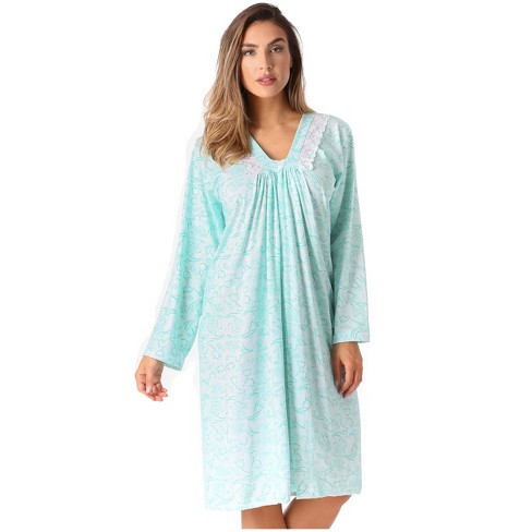 Long Sleeve Womens Nightgown, Cotton Nightgowns for Women