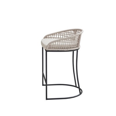 Hermosa Natural Woven Rope 25" Counter Stool with Metal Base