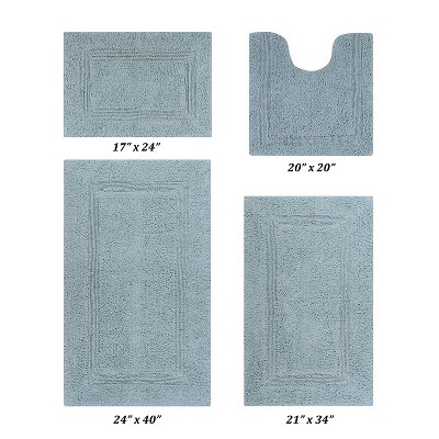 Lux Premium 100% Cotton Tufted Solid Reversible 4 PC Bath Rug Set – Ultra-Soft, Water-Absorbent, Durable, Machine Washable Bathroom Rug