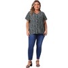 Agnes Orinda Women's Plus Size V-Neck Single Breasted Floral Print Blouses - 3 of 4