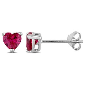 EVERLY JEWELRY | Silver 1 CT TGW Cubic Zirconia Heart Solitaire Stud Earrings– Multiple Gemstone & Metal Color Options - 1 of 4