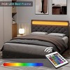 Full Size Bed Frame with Charging Station and LED Lights, Upholstered Bed Frame with Adjustable Headboard - 4 of 4