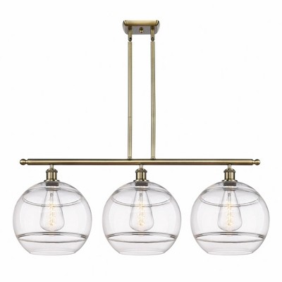 Rochester - 3 Light Stem Hung Island In Industrial Style-13.88 Inches Tall and 38.5 Inches Wide