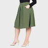 24seven Comfort Aapparel Womens Plus Pleated Elastic Waist Knee Length Pocket Skirt - 2 of 4