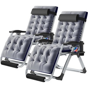 Docred Zero Gravity Chair with Cushion, Cup Holder & Headrest for Lawn, Patio & Pool – Standard & Oversized, Single & 2-Pack Options - 1 of 4