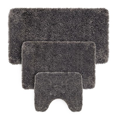 Sussexhome Callavi Bath Mat 3 Piece Set - Dark Gray : Target