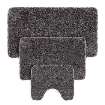 Bathroom Rug Set Of 2 – Memory Foam Bathmats With Embossed Coral Fleece Top  – Non-slip Absorbent Rugs For Shower Or Laundry By Lavish Home (platinum) :  Target