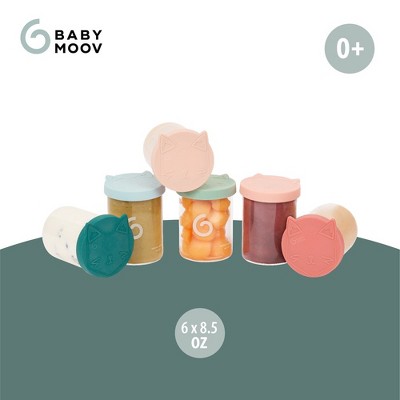 Set of 6 Clear Glass Baby Food Containers with Silicone Lids