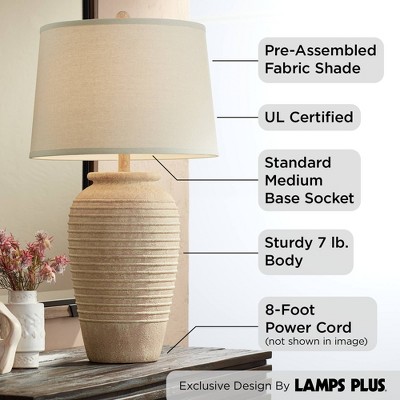 Austin Sand Toned Jug Table Lamp with Cream Linen Shade
