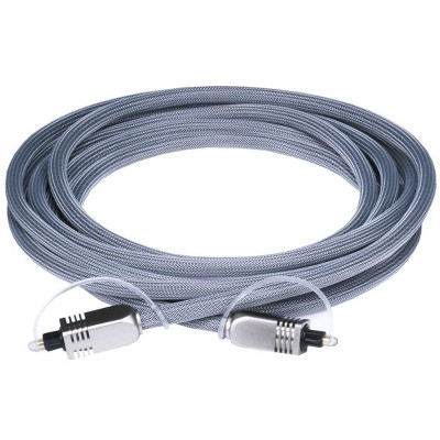 Monoprice Premium S/PDIF (Toslink) Digital Optical Audio Cable - Silver - 10 Feet | Heavy Duty Mesh Jacket, Metal Connector Heads, For Play Station,