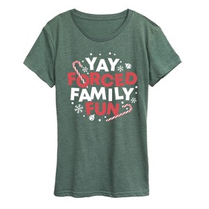 Women's - Instant Message - Yay Forced Family Fun Short Sleeve Graphic T-Shirt - 1 of 4