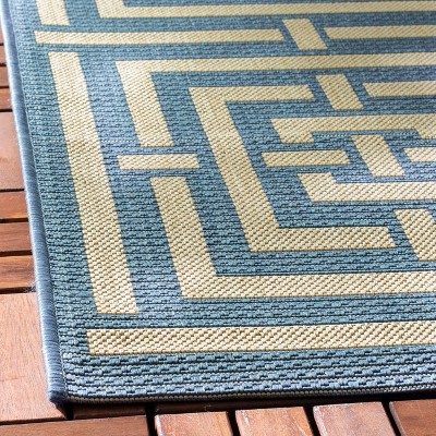 Chic Blue/Bone Geometric 9' x 12' Indoor/Outdoor Synthetic Area Rug