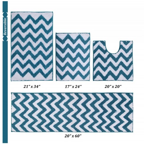 Better Trends Pegasus Polyester 21 x 34 Bath Mat Rug - Aqua