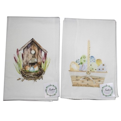 Tabletop 28.0" Easter Basket Birdhouse Towels Gourmet Flour Sack Southern Sisters Home  -  Kitchen Towel