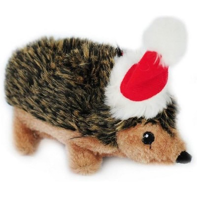 Zippy Paws - Holiday Hedgehog Plush Squeaky Dog Toy, Christmas Pet Gift - Small