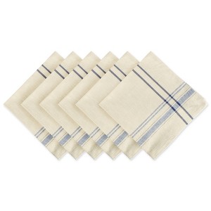 Design Imports  French Stripe Napkin Set 6 Piece, Taupe/Blue, 20X20" - 1 of 4