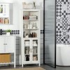 kleankin Tall Bathroom Storage Cabinet with 3 Tier Shelf, Glass Door Cupboard, Freestanding Linen Tower with Adjustable Shelves - 2 of 4