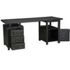 HomeRoots 68" Black Carved Floral Scroll Solid Wood Computer Desk With Three Drawers - 4 of 4