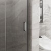 34"x 72" Bifold Frameless Glass Shower Door Combo w/ White Acrylic Shower Base, 1/4 inch Tempered Clear Glass in Chrome Aluminum Finish, Foldable - 3 of 4