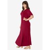 Roaman's Women's Plus Size Ultrasmooth Fabric Ruched V-Neckline Maxi Dress - 4 of 4