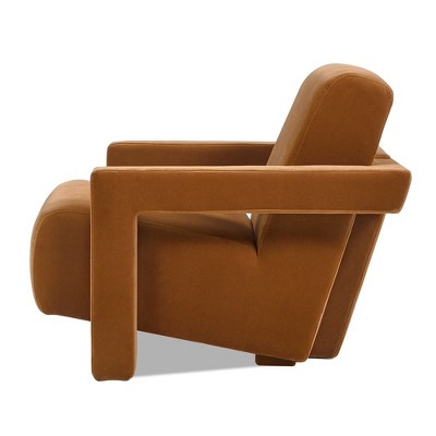 Burnt Orange Velvet Armchair with Square Arms