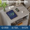 Fluted Farmhouse Night Stand, Fluted Nightstand with Charging Station, Fluted Nightstand with Drawer, Modern Mid Century Bedside Table w/Metal Handle - 3 of 4