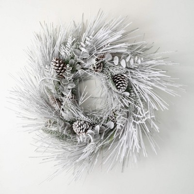 Sullivans Artificial Heavily Flocked Mini Christmas Wreath  Green-White  Indoor Christmas DÃƒÂ©cor
