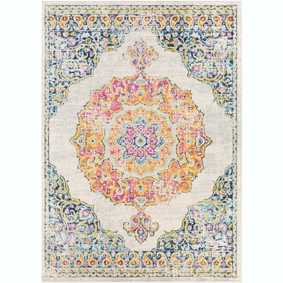 Mark & Day Donna 6'7"x9' Rectangle Woven Indoor Area Rugs Cream: Stain-Resistant, Pet Friendly, Medallion Pattern