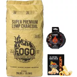 FOGO Super Premium Hardwood Lump Charcoal 35 Pound Bag, Fogostarters Natural Fire Starters and Blazaball Bundle
