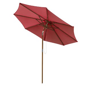 Yescom 9' Wooden Patio Umbrella 8 Ribs Outdoor Garden Parasol Easy Tilt Terra - 1 of 4