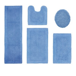 Edge Bath Rug 100% Premium Cotton Ultra-Soft Water Absorbent Tufted Solid Reversible 5 Piece Bathroom Rug Set for Machine Washable Bathmat - 1 of 4