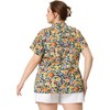 Agnes Orinda Women's Plus Size Self-tie Ruffle Pleated Floral Elegant Casual Blouses - 4 of 4
