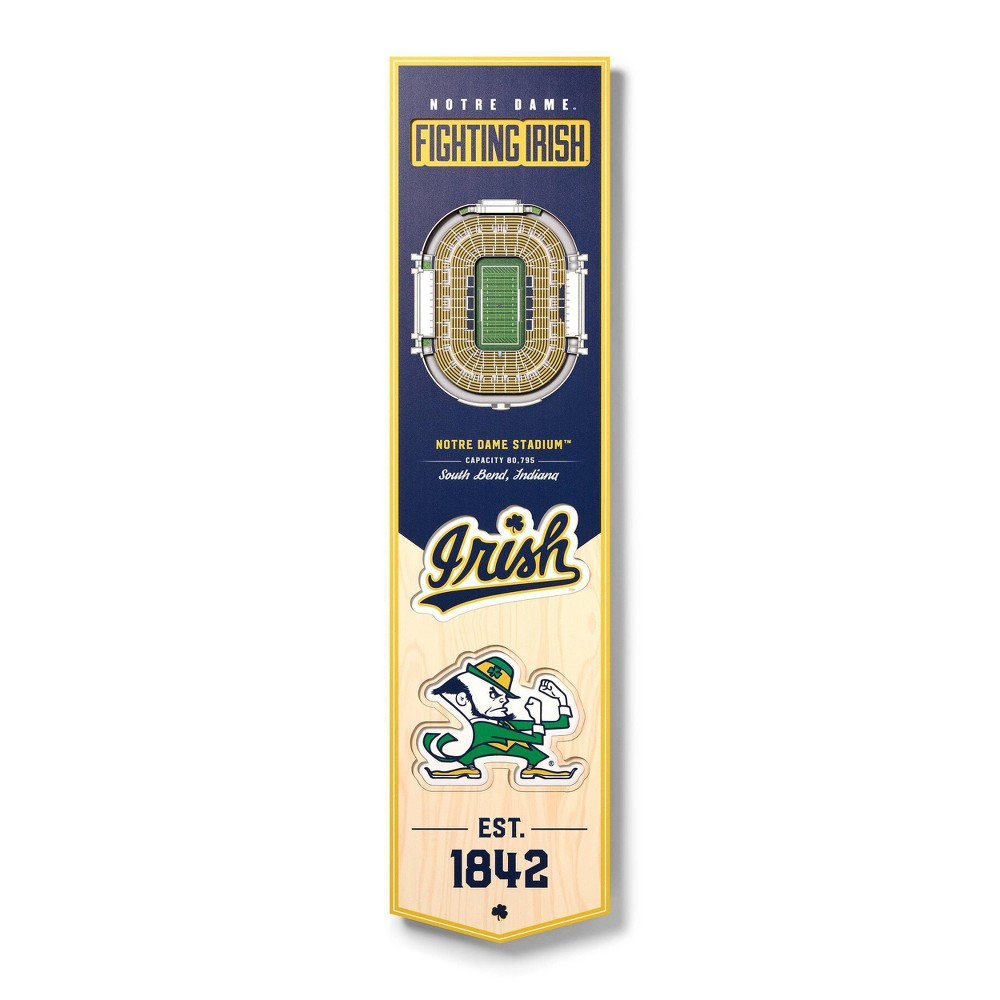 Photos - Other Decoration 8" X 32" NCAA Notre Dame Fighting Irish 3D StadiumView Banner