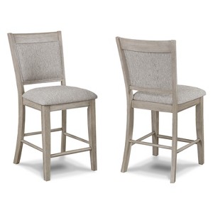 Gulches Farmhouse Style Counter Height Chair Bar Stool Set of 2, Tan/Beige Gray Finish, Upholstered Back, 41" H - 1 of 4