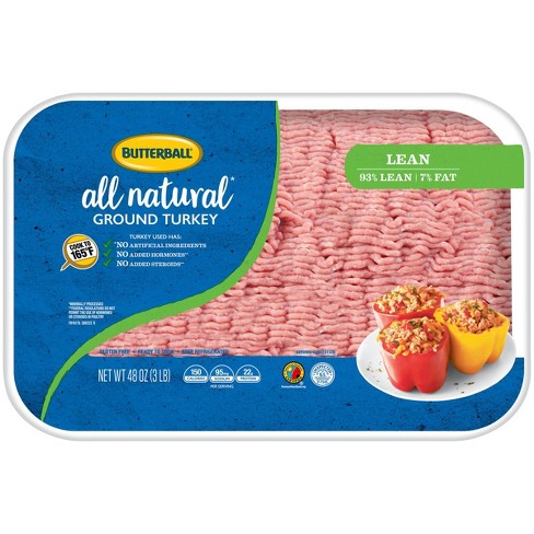 Butterball All Natural Fresh 93/7 Ground Turkey - 3lbs : Target