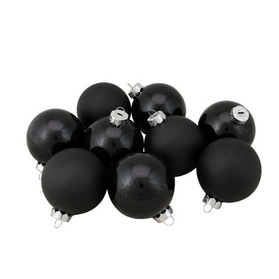 Northlight 9ct Shiny and Matte Black Glass Ball Christmas Ornaments 2.5" (65mm)