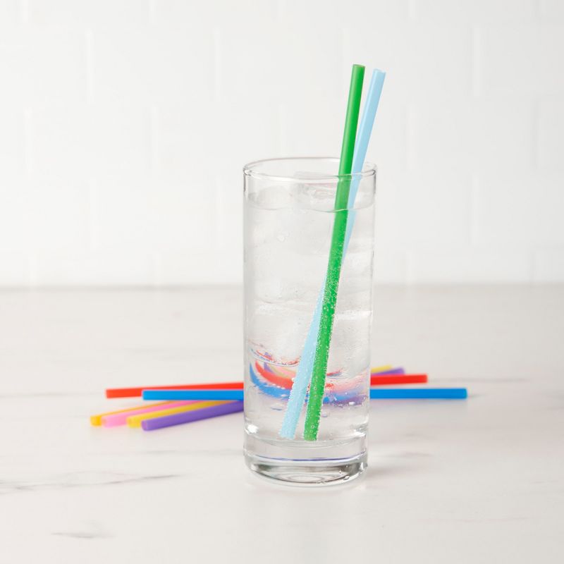 True Colorful Straws, Long Disposable Straws for Cocktails, Smoothies, Iced Coffee, Disposable Party Supplies, Assorted Colors, Set of 100, 2 of 6