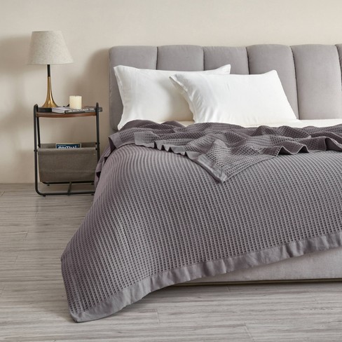 Waffle blanket online grey