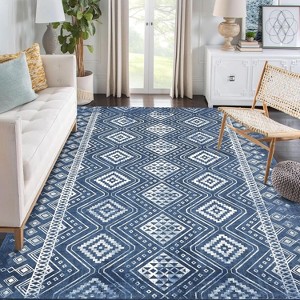 Acekool Area Rug Machine Washable Geometric Low Pile Non Slip Indoor Carpet for Living Room Bedroom Nursery - 1 of 4